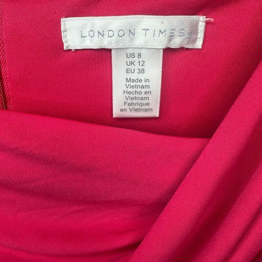 London Times Pink Jersey Dress Midi Slimming with Sleeves. Size 8 (c1) - Picture 6 of 10